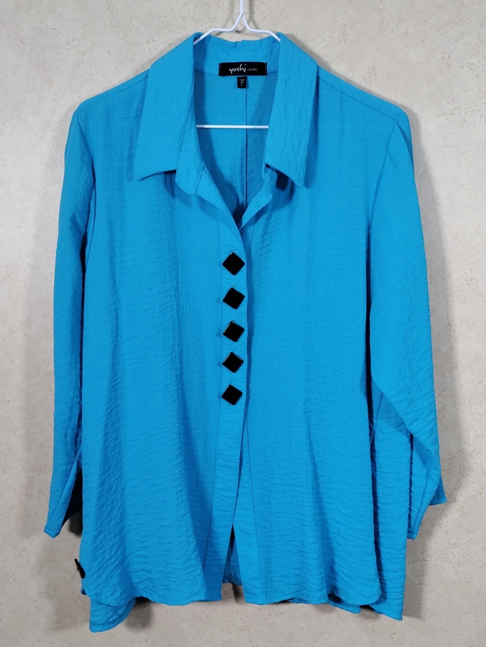I192 Yushi Turquoise Button-Front Women's Tunic